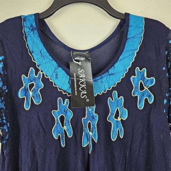 Sakkas Batik Palm Tree Cap Sleeve Caftan Dress / Cover Up One Size NWT - Picture 4 of 7